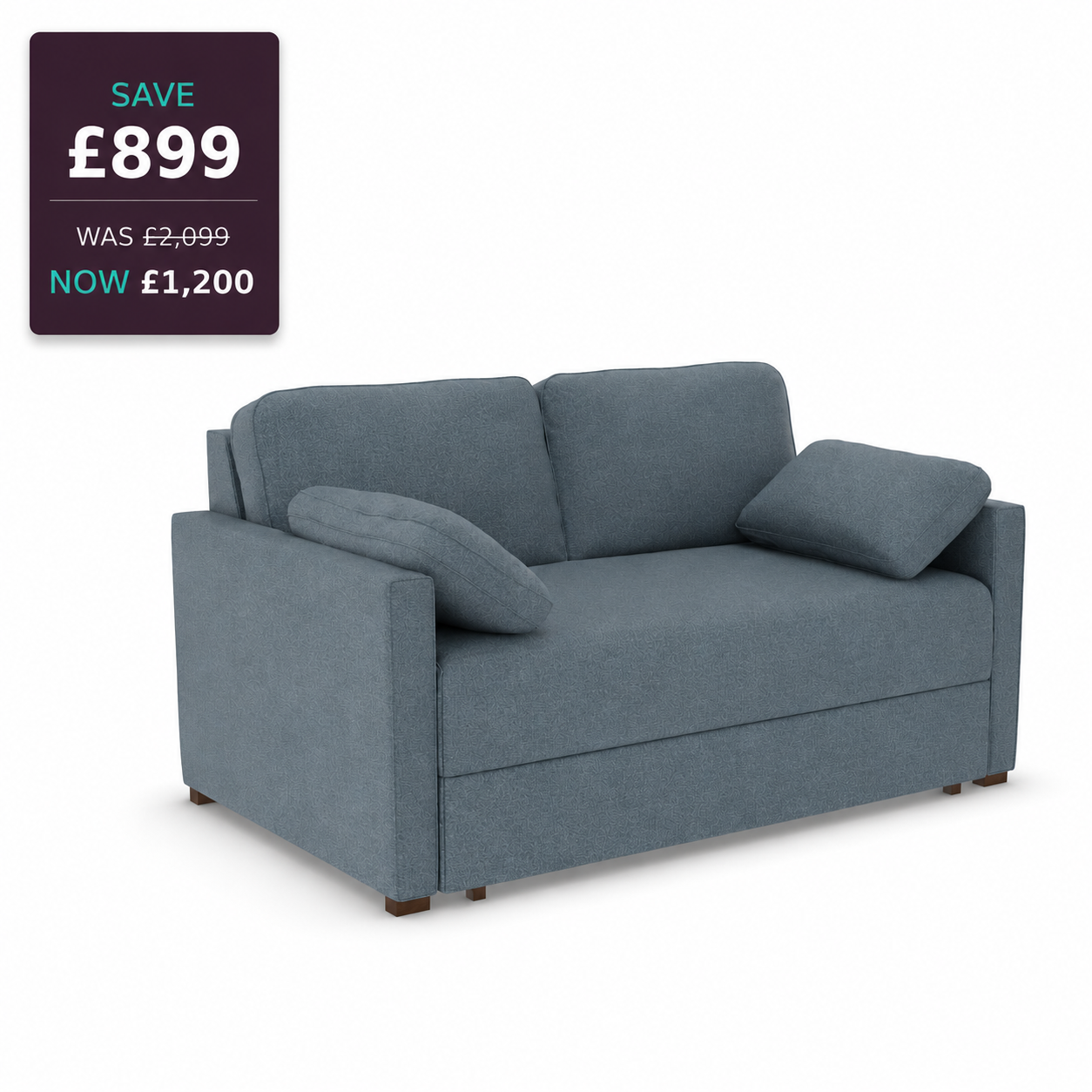 Ex Display Alice Three Seater Sofa Bed Micro Weave Sky