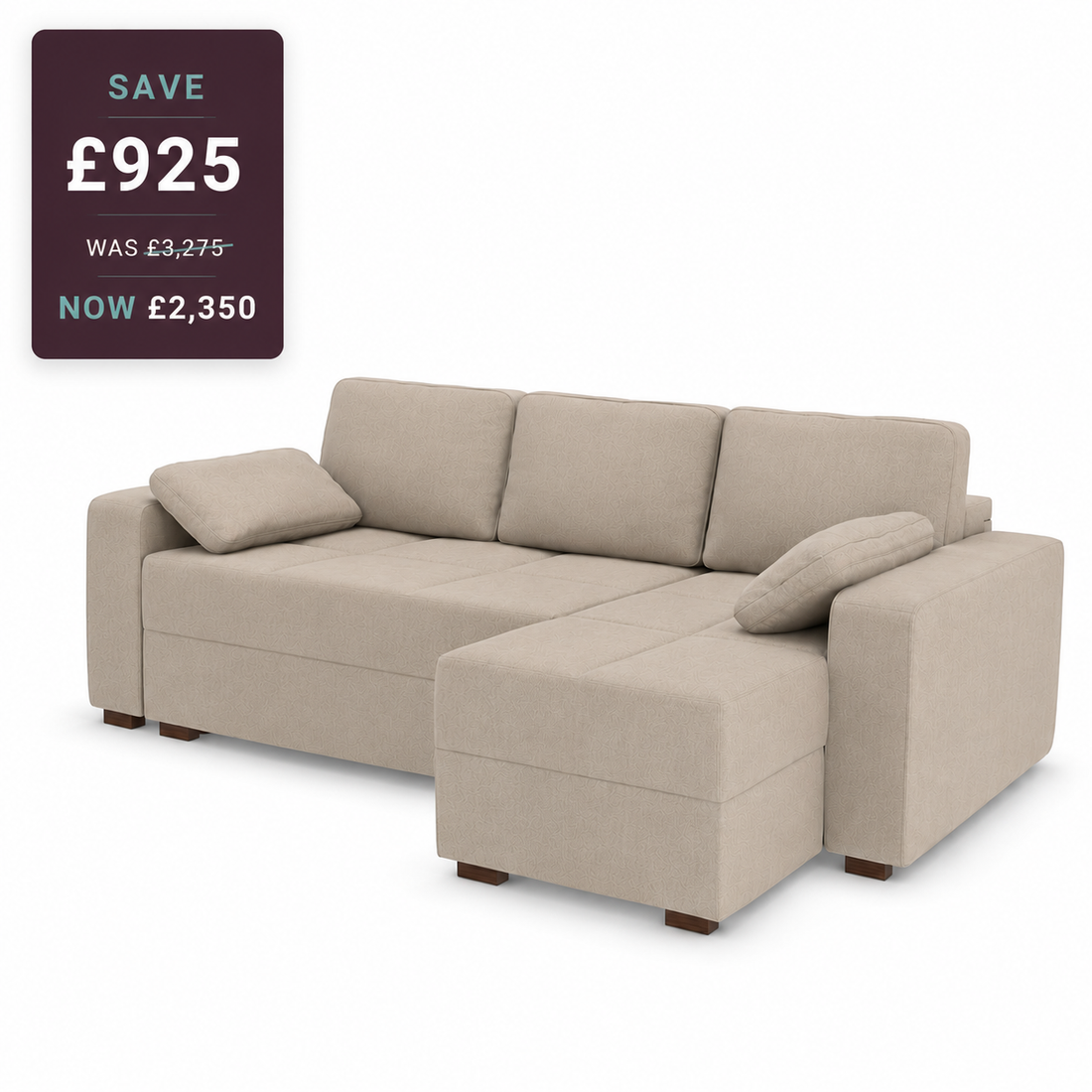 Ex Display - George Corner Sofa Bed - RHF- Micro Weave Linen (SHUB801)