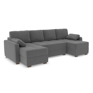 Ex Display - Harry Large Corner Modular Sofa Bed - Micro Velvet - Ash Grey (Shub489)