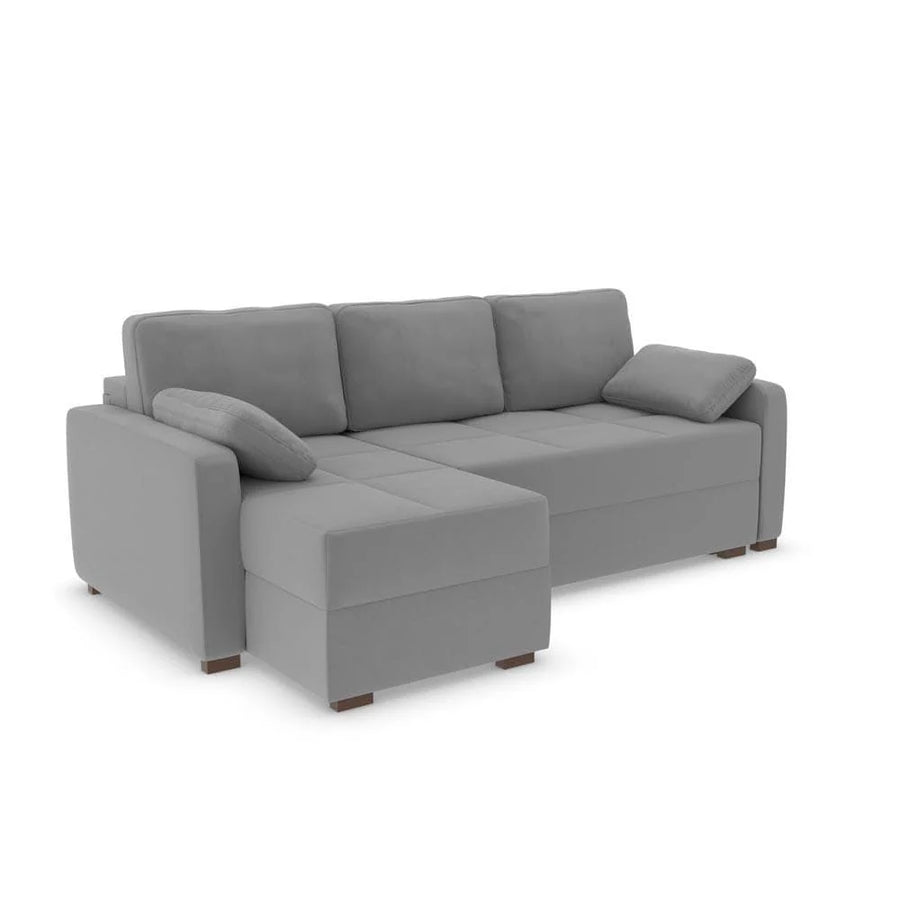 Good To Go - Charlie Corner Sofa Bed - LHF-Micro Velvet Silver Grey (SHUB646)