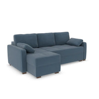 Good To Go - Charlie Corner Sofa Bed - LHF-Micro Velvet Pastel Blue (SHUB647)