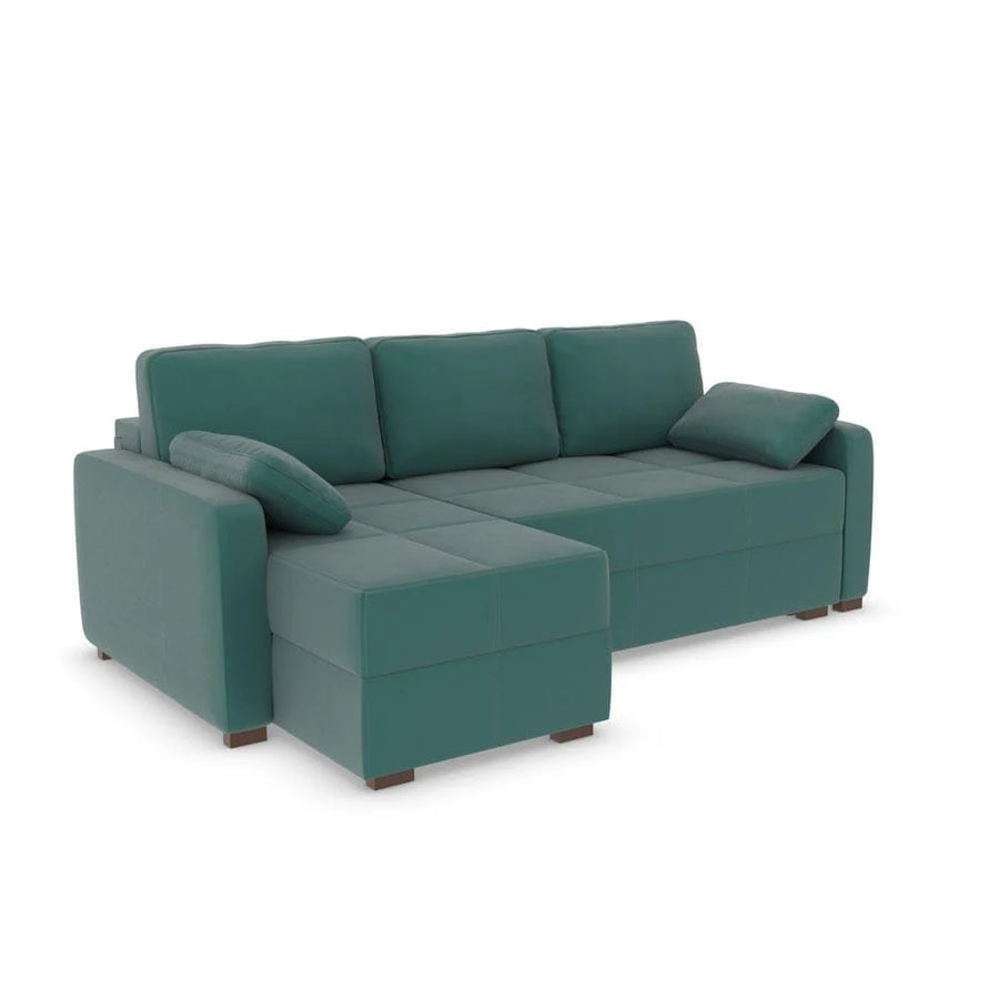 Good To Go - Charlie Corner Sofa Bed - LHF-Micro Velvet Spanish Teal (SHUB650)