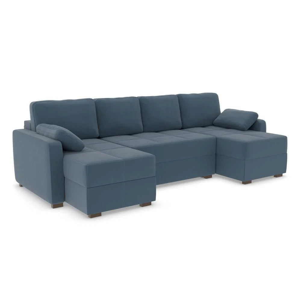 Good To Go - Harry Large Corner Modular Sofa Bed-Micro Velvet Pastel Blue (SHUB651)