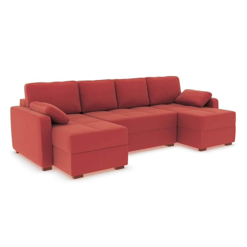 Good To Go - Harry Large Corner Modular Sofa Bed-Micro Velvet Coral Pink (SHUB742)