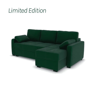 Good To Go - Charlie Corner Sofa Bed - RHF-Micro Velvet Forest Fern (SHUB750)