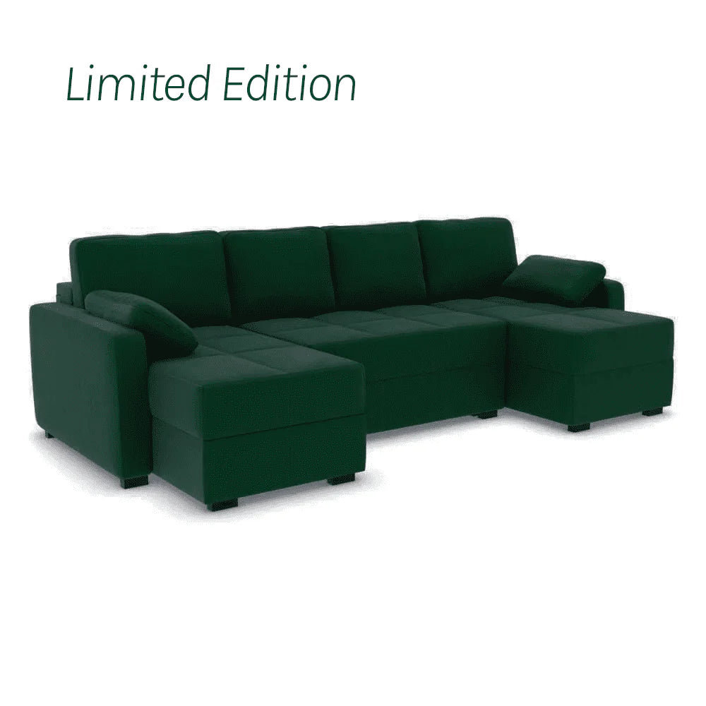 Ex Display - Harry Large Corner Modular Sofa Bed-Micro Velvet Forest Fern (SHUB798)
