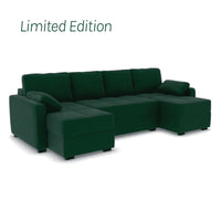 Ex Display - Harry Large Corner Modular Sofa Bed-Micro Velvet Forest Fern (SHUB798)