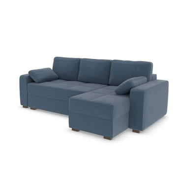 Ex Display - George Corner Sofa Bed RHF - Micro Velvet Pastel Blue (Shub511)